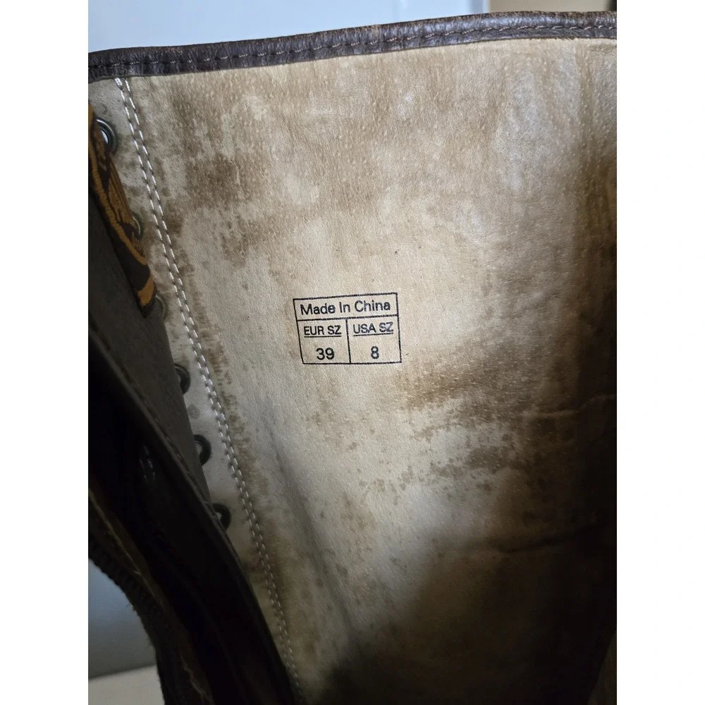 Palladium Women's Tall Boots Vintage Brown EU 39/US 8 Laced Faded Leather Look - Picture 7 of 16
